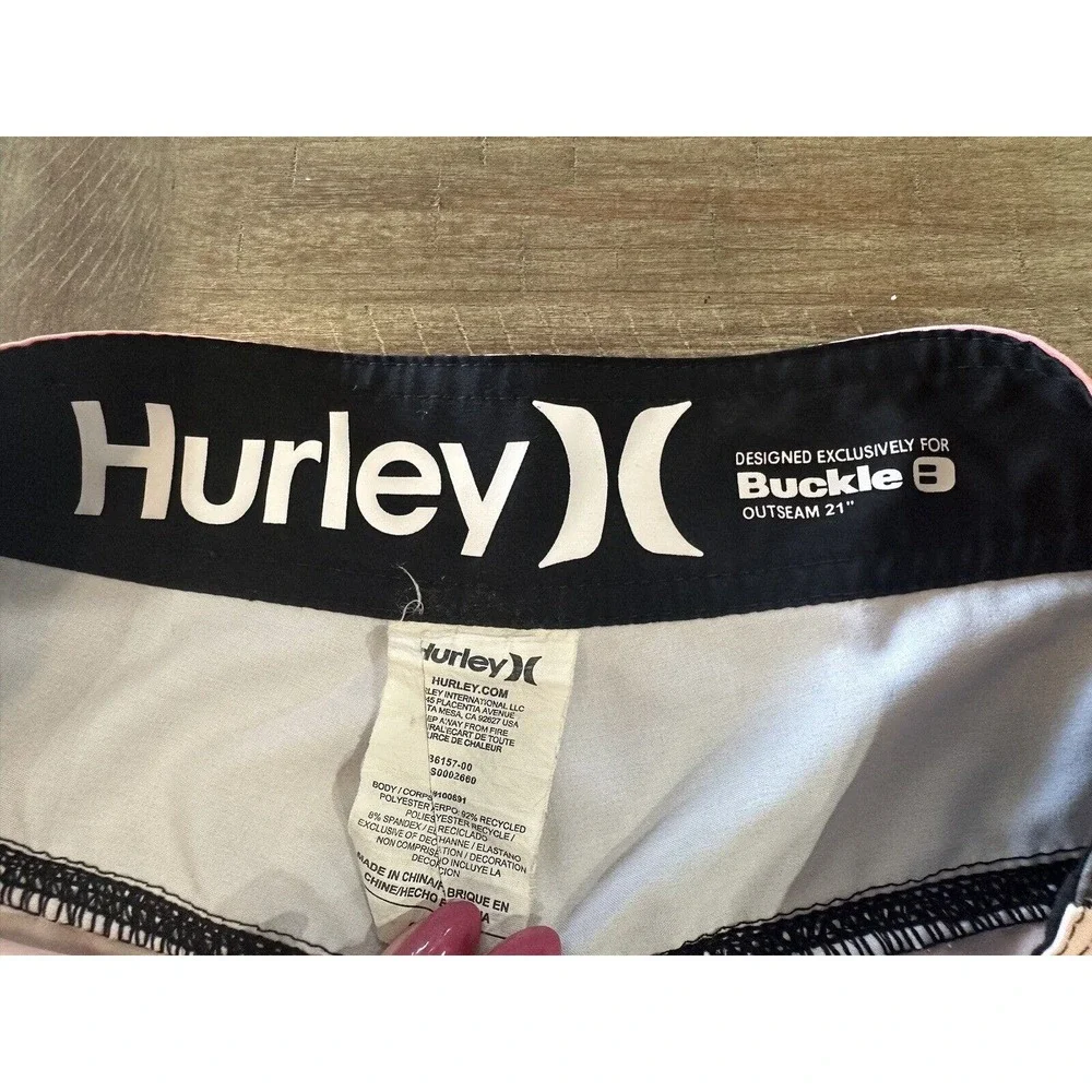Hurley Phantom Buckle Men’s Size 28 Board Shorts Orange Grey Logo Drawstring